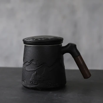 

LUWU CERAMIC TEA MUGS WITH FILTERS MOUNTAINS COFFEE CUP DRINKWARE