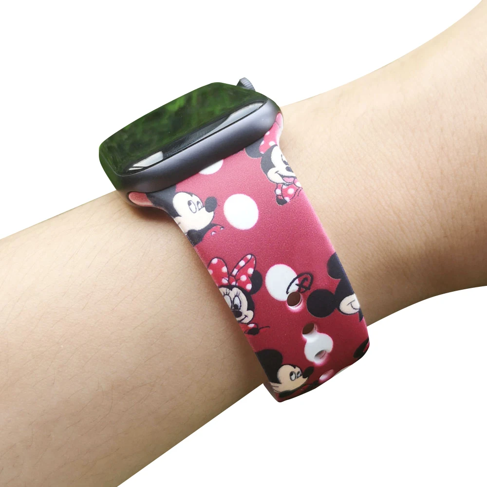 

Cartoon Mouse bracelet strap for iwatch series 4 3 2 1 40mm 44mm Sport Silicone band for Apple watch 38mm 42mm Women Wristband