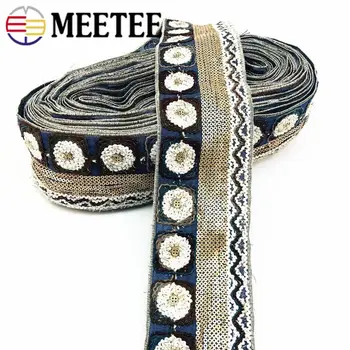 

2Meters 75mm Embroideried Lace Trims Sequins Webbing Ribbon Tapes for Shoes Dress Decoration DIY Sewing Accessories