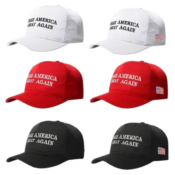 

Unisex Cotton Baseball Cap Make American Great Again Slogan US Flag Embroidered Solid Color Adjustable Republican Trucker Hat