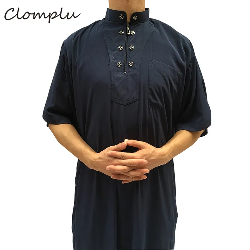 Clomplu мусульманская 12 шт. jubba tobe abaya нарядное платье в арабском стиле мусульманская одежда Мужская модная повседневная одежда с коротким рукавом Случайный цвет