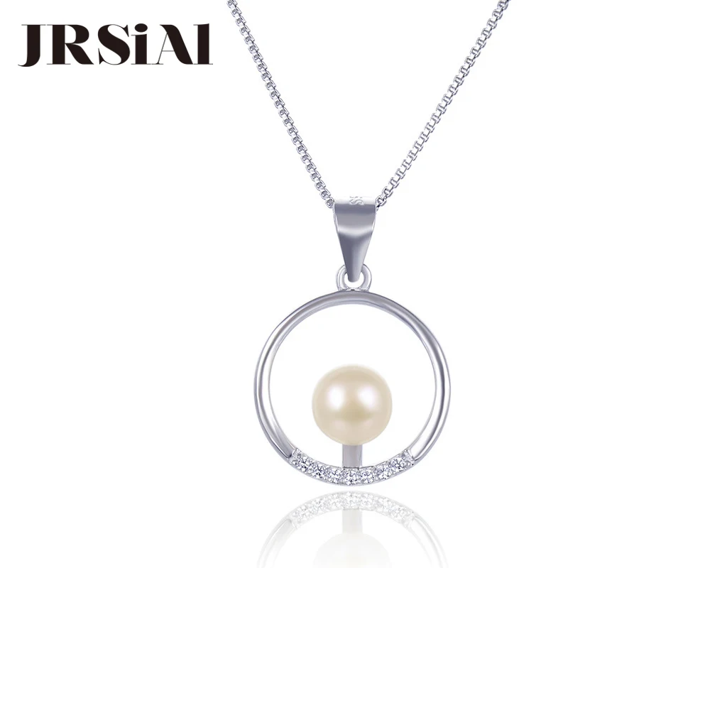 

JRSIAL 925 Sterling Silver Pearl Pendant Creative Necklace Clavicle Chain Accessories Bead Simple Round Jewelry JRP0061