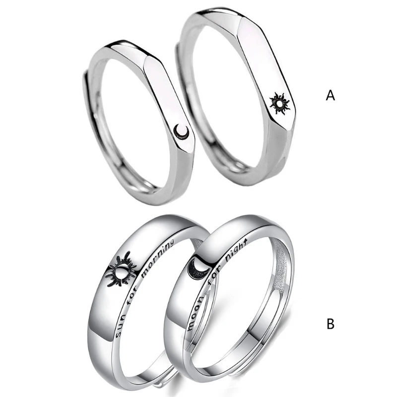 1 par de anillos para amantes de y el sol, conjunto de alianzas de boda para hombres y mujeres, joyería F3MD|Anillos| AliExpress