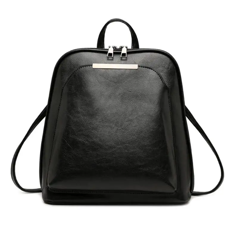 Винтажный женский брендовый кожаный рюкзак с масляной воском, Женская Повседневная сумка для путешествий, школьная сумка большой емкости для девочек, сумки на плечо для отдыха - Цвет: Черный