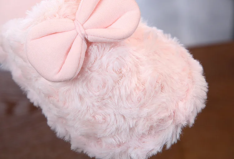 winter new children's cotton slippers girls cute bow warm home shoes indoor baotou fur shoes children's cotton slippers