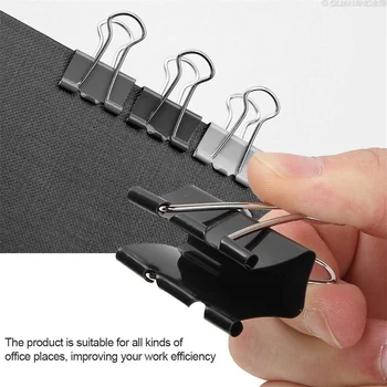 

10PCs Black Paper Binder Clip Metal Clamp Document Clips For Office School Stationery 50mm