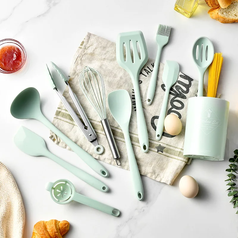 Kitchen Cookware Silicone Non-stick Cooking Tool Spatula Ladle Egg Beaters Shovel Spoon Soup Utensils Set kitchen utensils