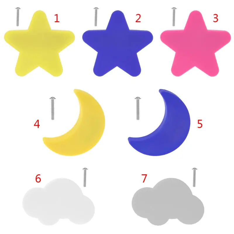 

Children Anti-collision Handle Creative Door Wardrobe Drawer Furniture Handles Cartoon Star Moon Cloud Shape