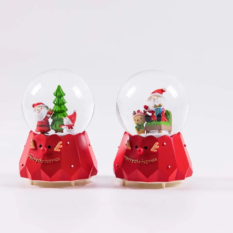 style 24 Small Size Рождественская музыкальная шкатулка Хрустальный шар с светильник снежинки Рождественский снежный шар Санта Клаус снежный шар Новогодний подарок на день рождения для детей - Цвет: style 24 Small Size