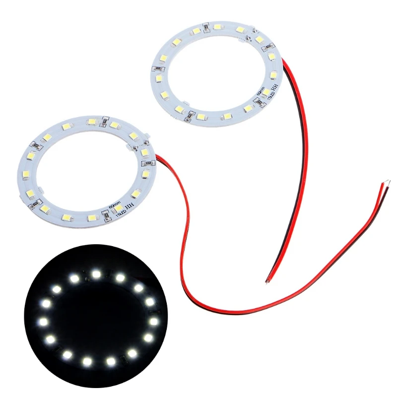 YAM 1 Pair COB DC 12V 60MM LED Car Motorcycle Angel Eyes15 SMD White Ring Light dropshipping Balaclava |