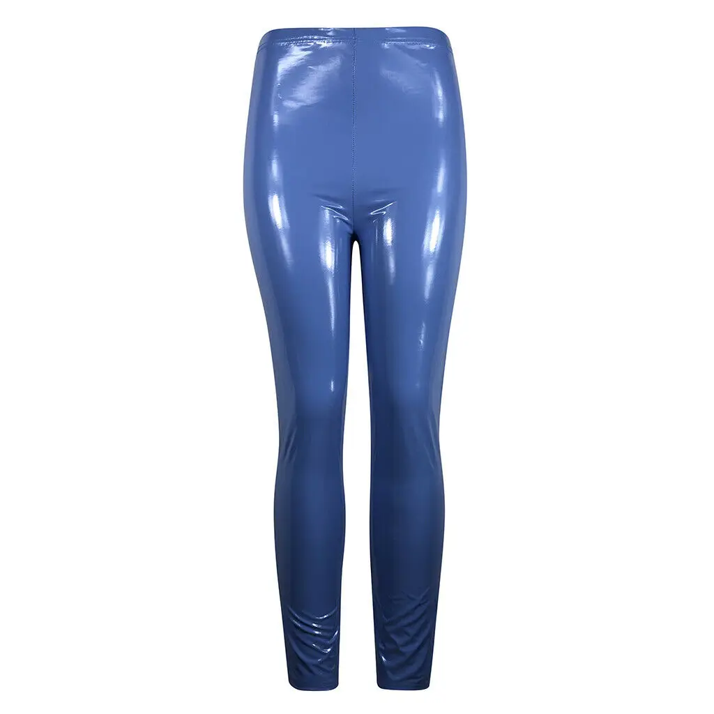 Модные женские брюки из искусственной кожи, женские повседневные брюки с высокой талией, штаны-карандаш с эффектом пуш-ап для тренировок - Цвет: Синий