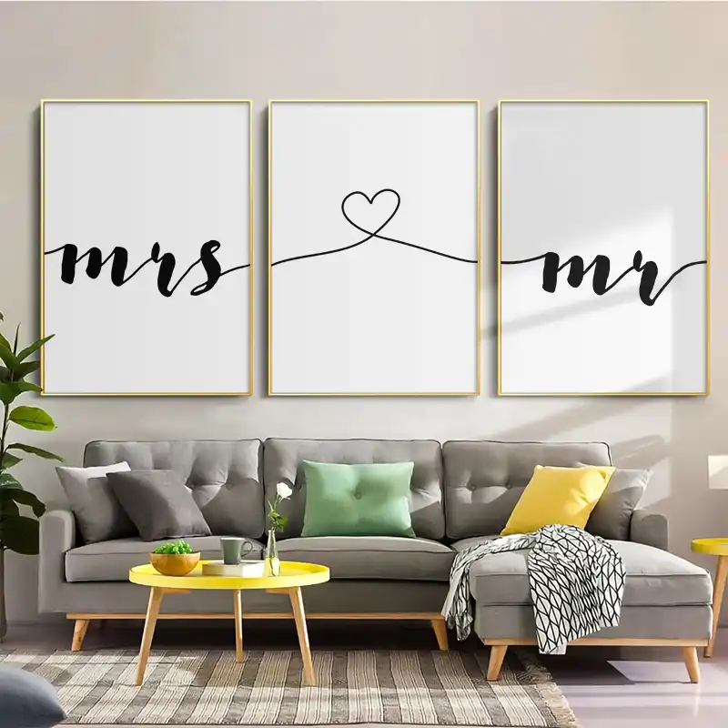Frases De Amor En Blanco Y Negro Mr Mrs Pintura En Lienzo