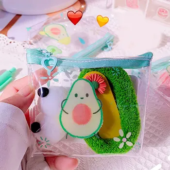 

Cute Cartoon Avocado Printing Change Purse 1PC Transparent PVC Card Holder Coin Purse Women Children Wallet Key Case Storage Bag