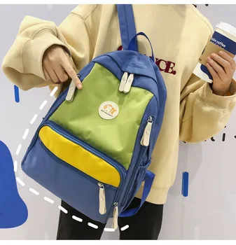 

Summer is simple in early autumn Schoolbag women colorblock backpack backpack