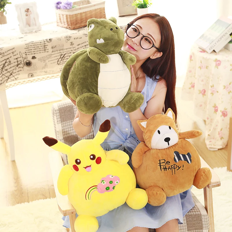 Cartoon Pikachu Warm Cover Animal Doll Hand Cover Plush Toy My Neighbor Totoro Hippo Can Intervene Pillow Girl Child Gift