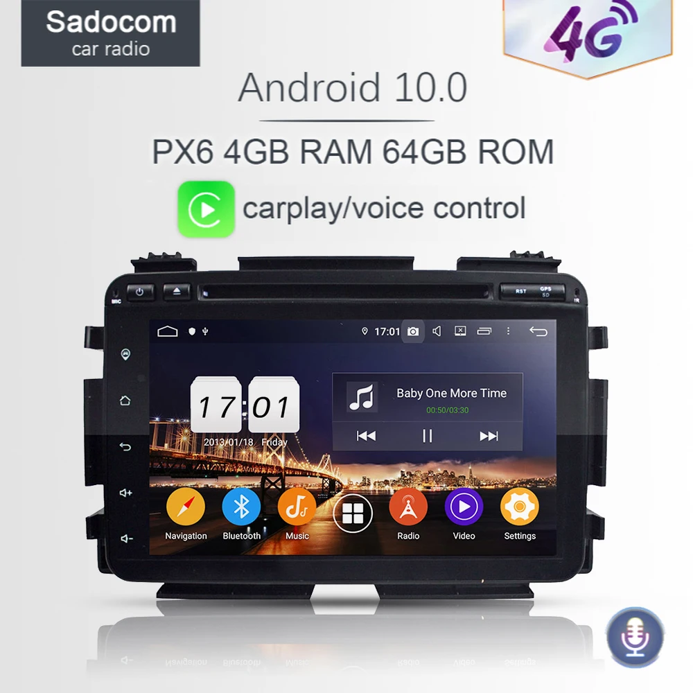 Автомобильный DVD плеер 720P 8 &quotDSP 2 din Android 10 0 4 Гб ОЗУ ядер для Honda HRV VEZEL 2014 2015 2016 GPS Glonass