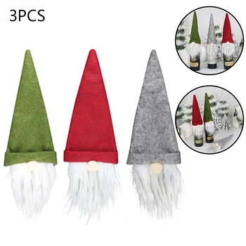 

3pcs/set Wine Bottle Cover Christmas Faceless Doll Wine Bottle Set Champagne Decorated Wine Bag Gift Xmas Decor