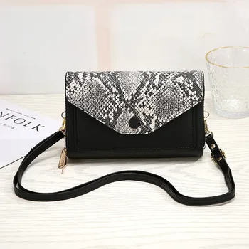 

Patchwork Snake Print Women's Shoulder Bag PU Leather Crossbody Bags Diagonal Bag Large Capacity Multifunction Clutch Coin Purse