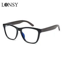 LONSY, модная деревянная оправа для очков, женские, мужские, анти-синий светильник, очки, фирменный дизайн, квадратные компьютерные оптические очки