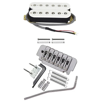 

New Hot 1pcs Electric Guitar Humbucker Pickups Neck Alnico V Pickup White & 1pcs 6-String Saddle Tremolo Bridge