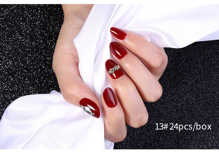 Многоразовые матовые наконечники с полным покрытием блестящие накладные ногти для красного дизайна, нажмите на ноготь искусство искусственное удлинение наконечник с наклейкой