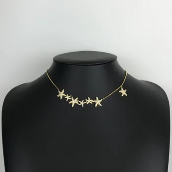 

Starfish clavicle short necklace for women gold rhinestone collar beach necklace summer fashion 2020