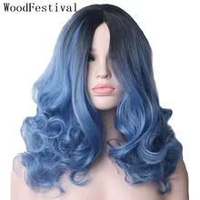 WoodFestival парики из искусственных волос без шапочки-основы Волнистые черный