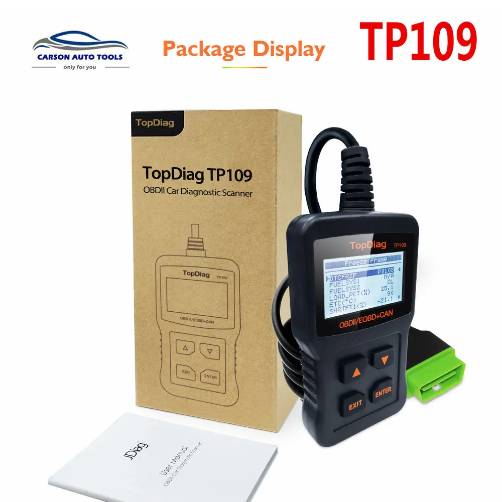 JDIag TP109 OBD2 сканер автомобильного двигателя код ошибки считыватель может диагностический инструмент сканирования для совместимых EOBD транспортных средств