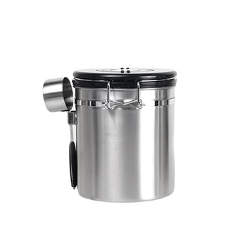 

Container Smell Proof One Way Can With Spoon Tea Sugar Beans Airtight Kitchen Storage Coffee Canister Stainless Steel