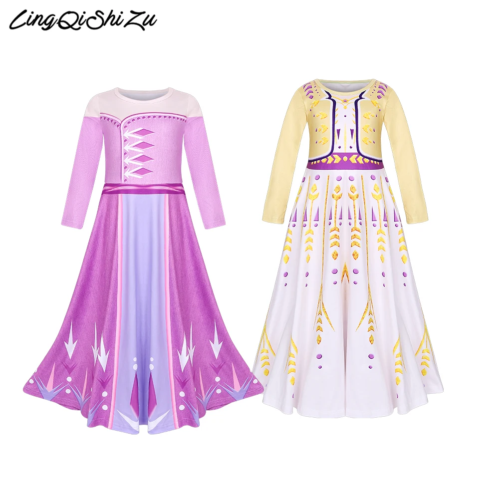 Платья для маленьких девочек; платье принцессы Анны и Эльзы; Детские вечерние платья для девочек; Детский костюм Эльзы; одежда розового цвета; 8174