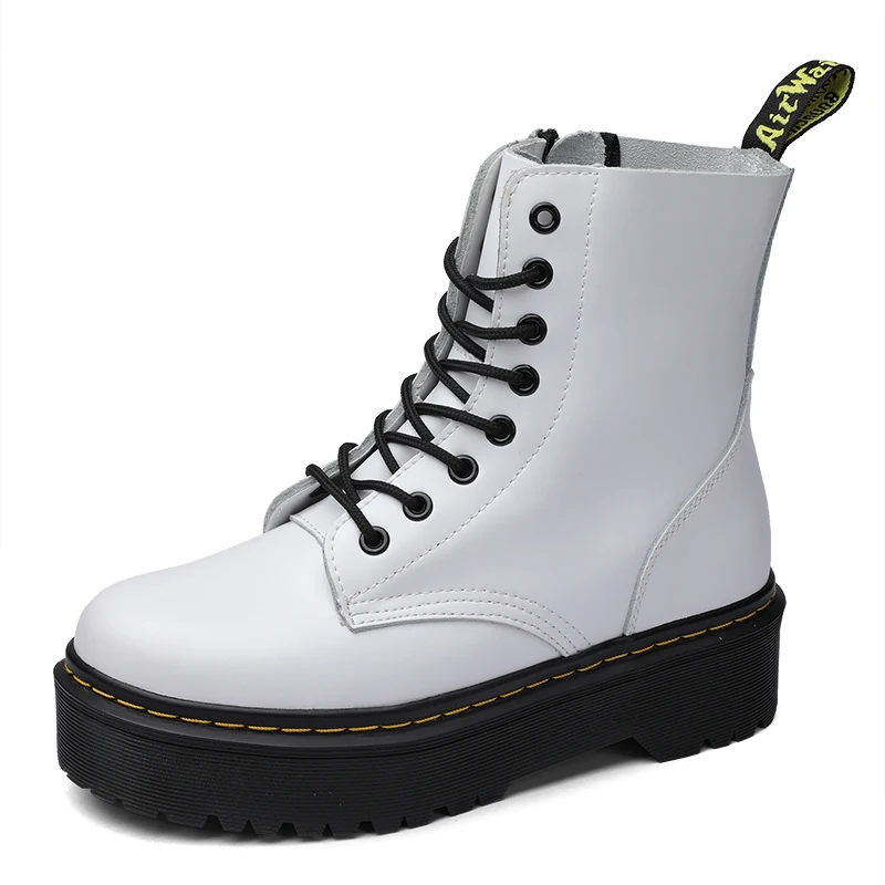 Botas Martin blancas para mujer, zapatos de nieve de suela gruesa, cálidos  y cómodos, Invierno|Botas a media pantorrilla| - AliExpress