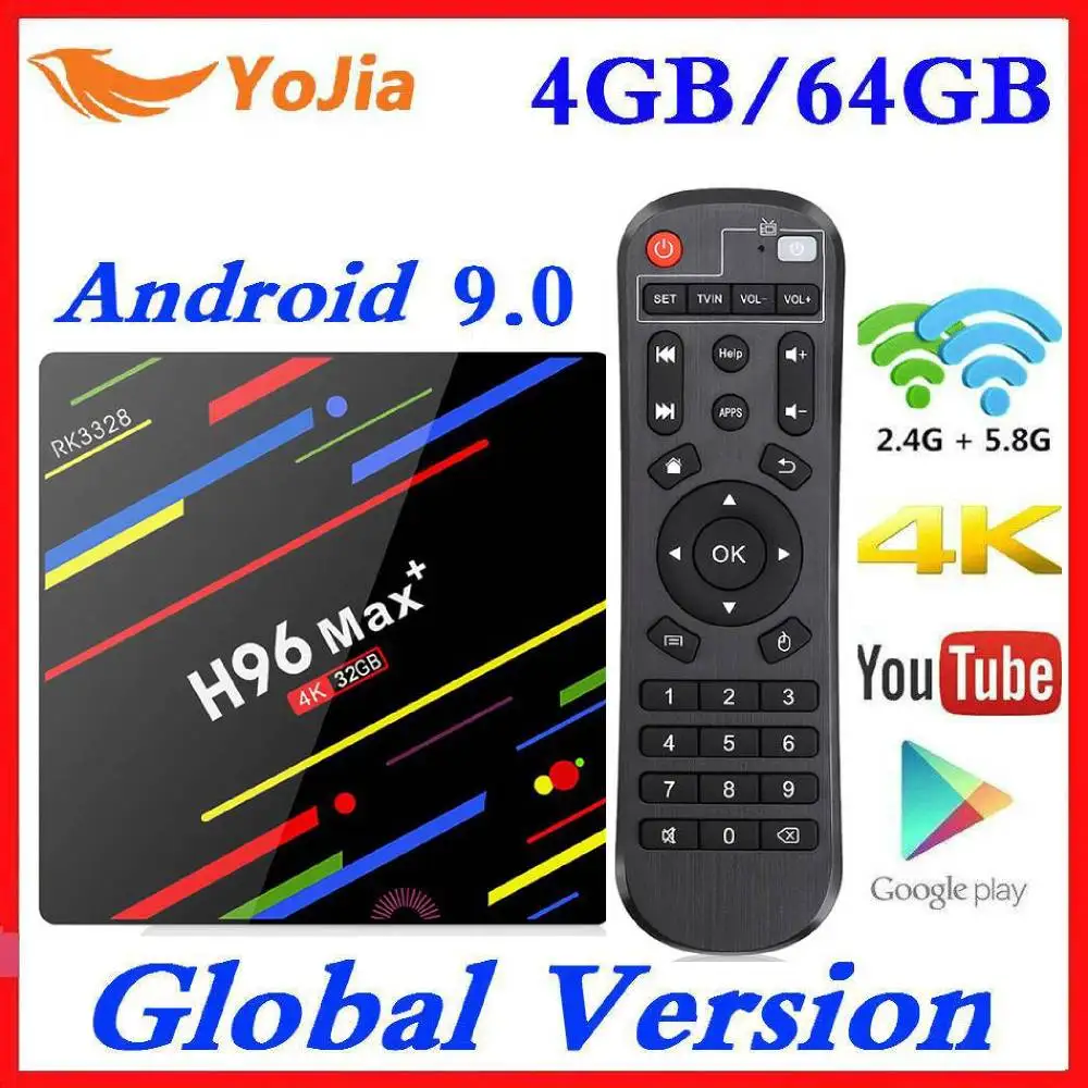  4GB RAM 64GB ROM 4K Smart TV Box Android 9.0 H96 MAX Plus RK3328 Set top box 2.4/5G WIFI H96Max + Y