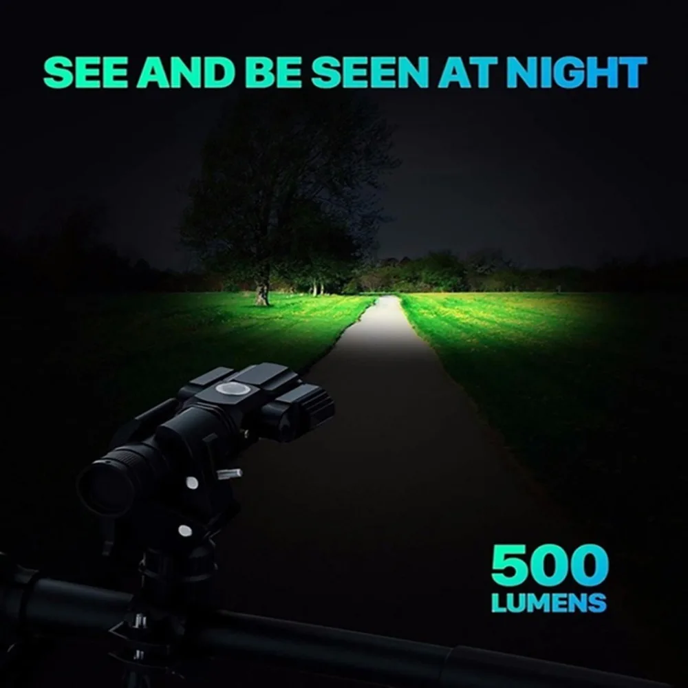 Outdoor LED rotating flashlight  waterproof USB charging night fishing riding lights safe travel lighting 35A7 (2)