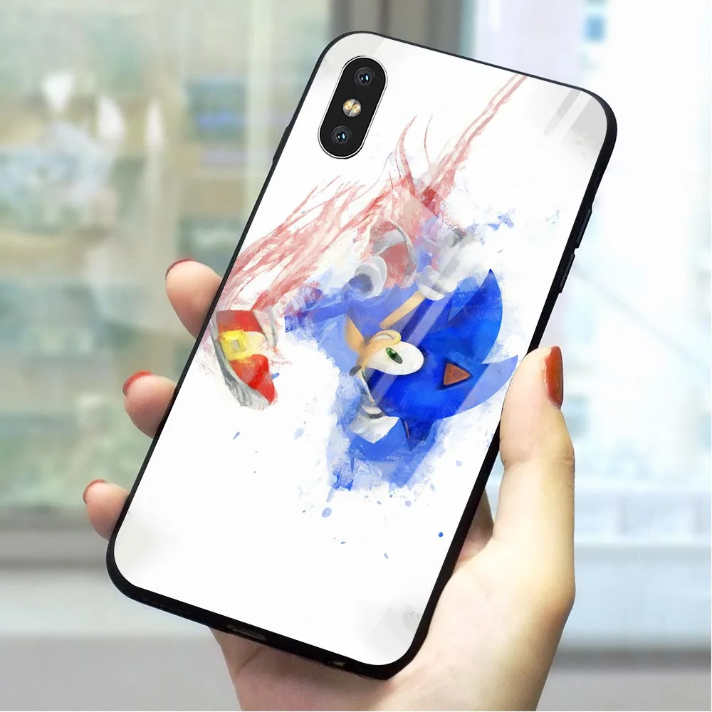 

Slim Sonic the Hedgehog Tempered Glass Phone Cover for iPhone 8 Case 7 Plus Xs Max XR X 6 6S 5S 5 SE Skin 11 pro