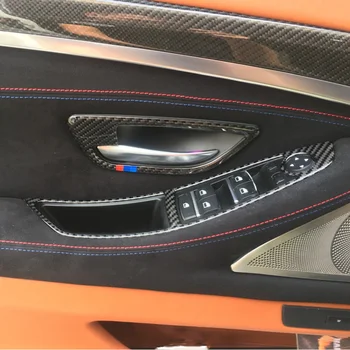 

Hot Carbon Fiber Window Lifting Frame Cover Trim Sticker Car Interior Window Switch Frame Cover Trim Sticker For BMW F10 5 Serie