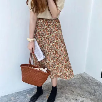 

Boho Summer Beach Skirts For Women Korean Style Skirt Vintage Floral Printed Long Casual High Waist Elegant Party Skirts Lady