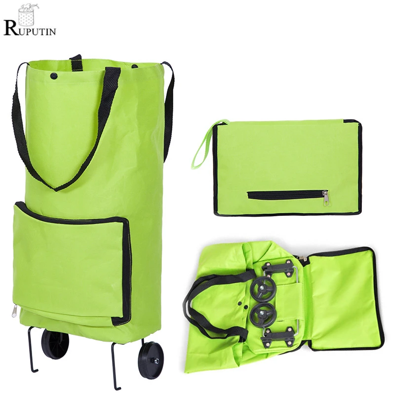 bolsa de gran capacidad #7306 Suny Smiling Bolsa de la compra plegable con ruedas carrito de la compra reutilizable bolsa plegable con ruedas para mujer