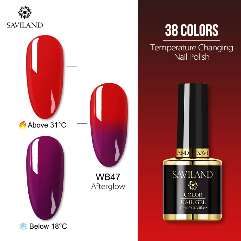 10ml WB47 Saviland 7 мл Тепловая температура изменение УФ-гель для ногтей изменение настроения Хамелеон Гель лак для ногтей цветной гель лак - Цвет: 10ml WB47