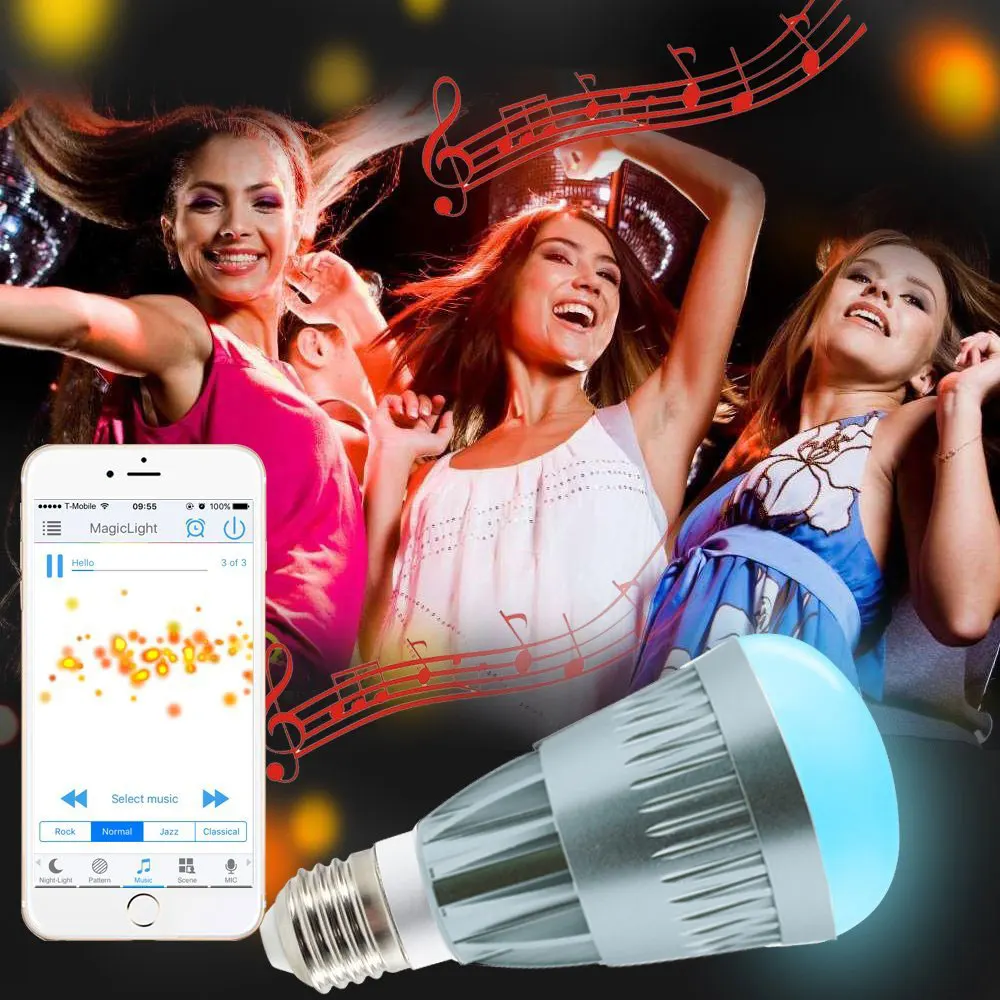 

10W WiFi Smart LED Bulb Stage light Magic Light Smartphone Controlled Dimmable Multicolored Change Lamp for iPhone IOS Android