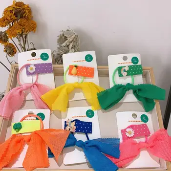 

Korean Version Of The New Little BB Clip Fluorescent Color Hollow Bow Hair Rope Children's Hair Accessories