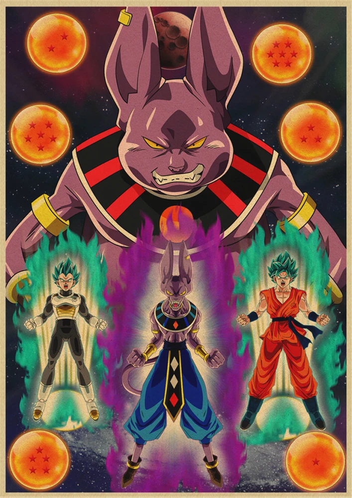 Фиолетовый Dragon Ball японского аниме фильм винтажные плакаты хорошего качества печатный плакат на стену в стиле ретро комнаты декоративная живопись дома - Цвет: Фиолетовый
