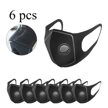 

6pcs Anti Virus Face Mask Anti Air Pollution Masks with Breather Valved +Filters Pad Set Men/Women Reusable Anti Dust Mouth Mask