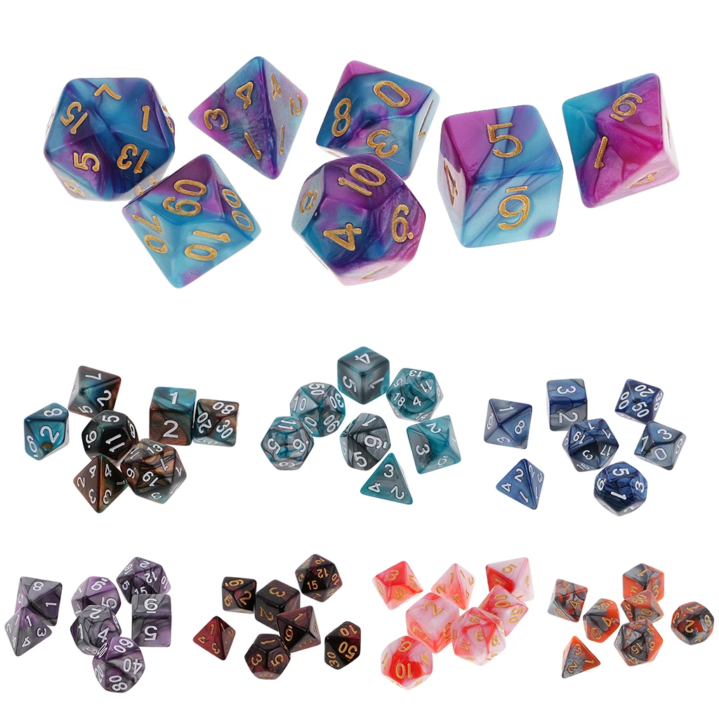 For Dungeons Dragons D10 D8 D6 D4 Acrylic Polyhedral Dice Set Toys Supplies Kit 