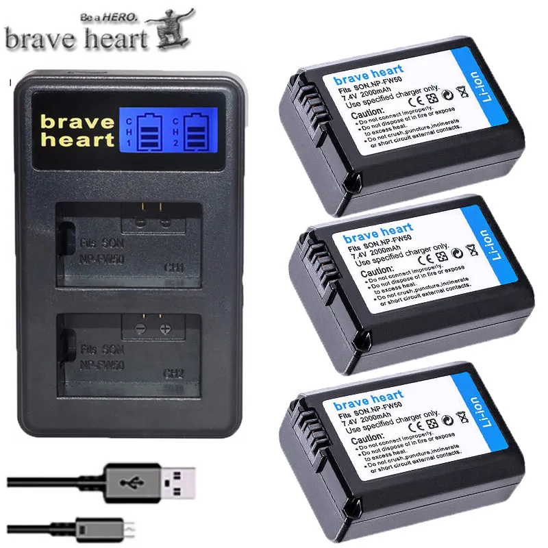 7,4 v 2000 мА/ч, NP-FW50 NP FW50 FW50 Камера батарея+ ЖК-дисплей Зарядное устройство для sony A6000 NEX-7 NEX-5N NEX-F3 NEX-5C Альфа 7R II акумуляторная батарея