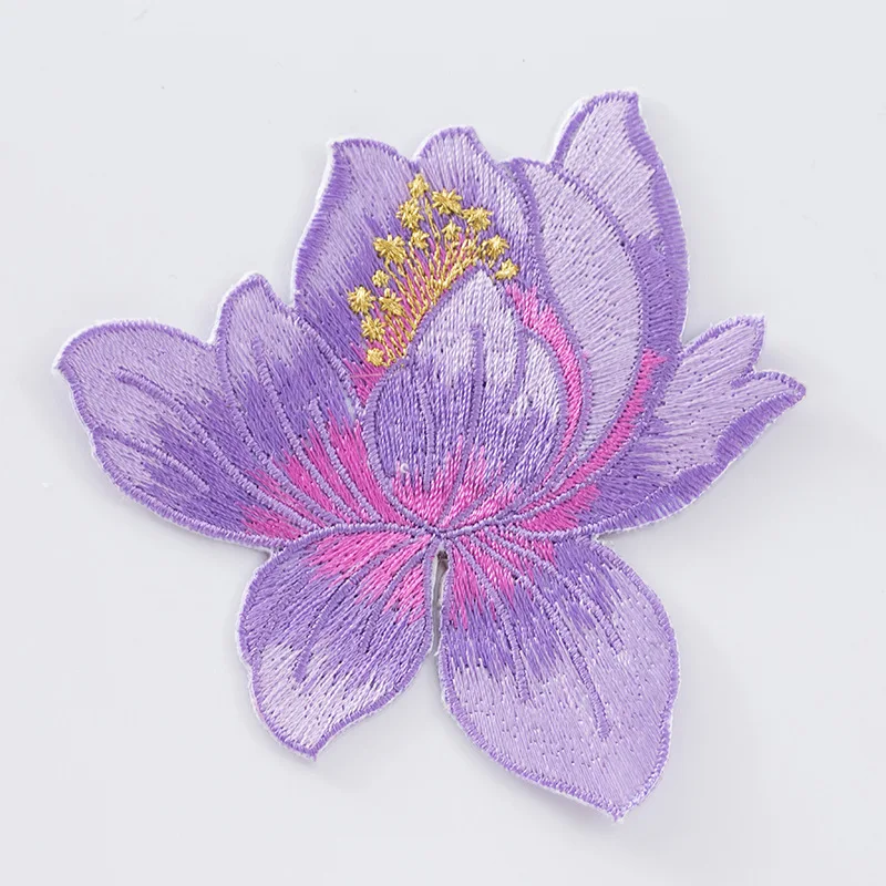Description Picture 3 of itemLotus flower embroidered Patches for Clothing iron on Embroidery Stickers Applique flowers Decoration Badge parche