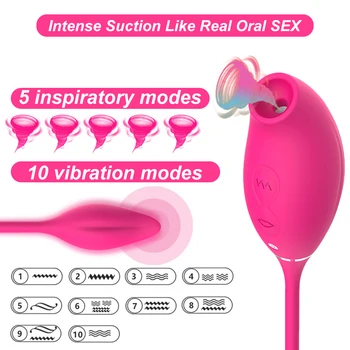 Clitoral Sucking Vibrator With Vibrating Egg 2 in 1 G-Spot Clitoris Stimulator Nipples Clit Sucker Sex Toys For Women Adults 18 5