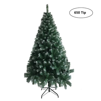 

650 Branches Christmas Tree 6FT Iron Leg White PVC Decorative Fake Tree Xmas Scene Decorations M