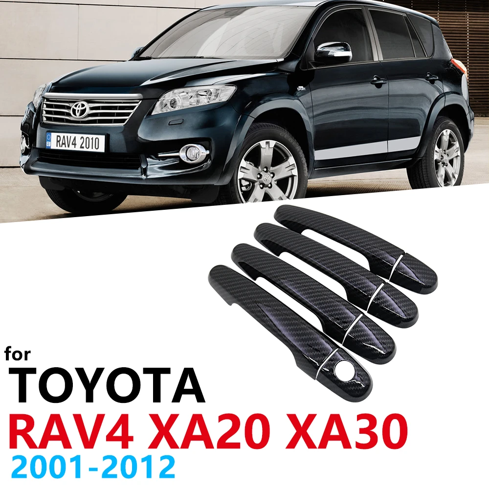Gloss Black Color Carbon Fiber Car Door Handles Cover For Toyota Rav4