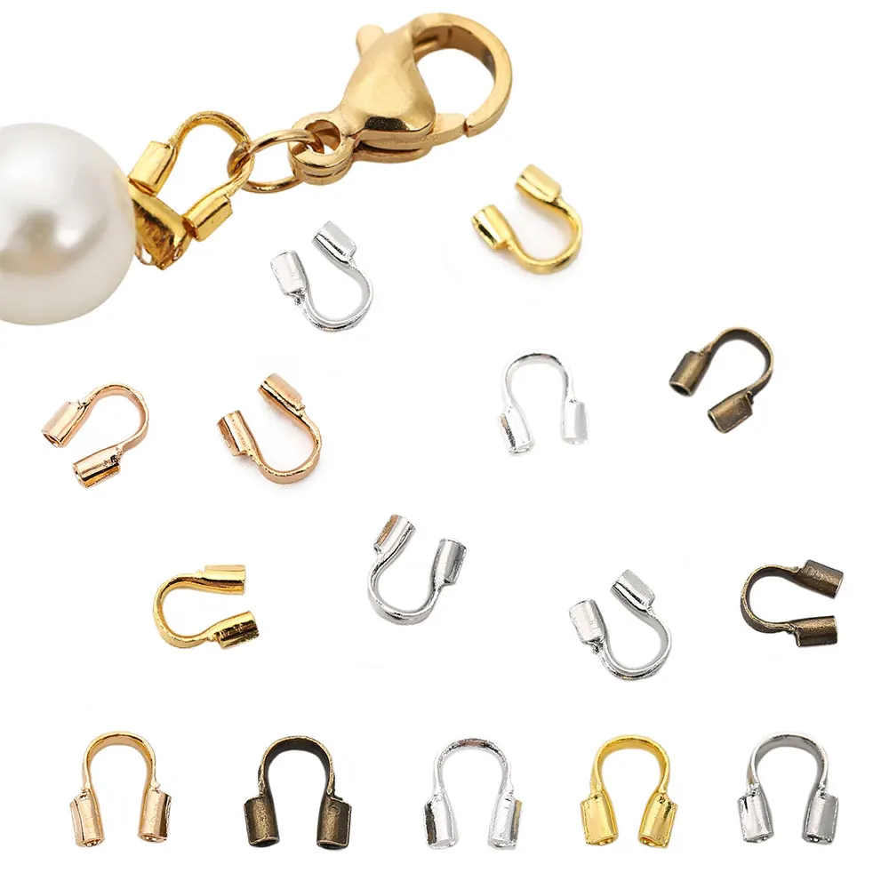 100pcs Copper Metal Wire Protectors For Beading Thread Wire Gold Silver Color Clasps Hooks