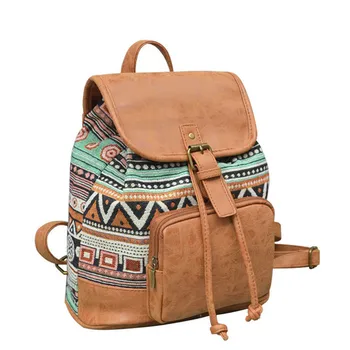 

Women's Casual Backpack Leahter Canvas Cotton Shoulder Bag Retro Adjustable Strap for Women Teen Girls